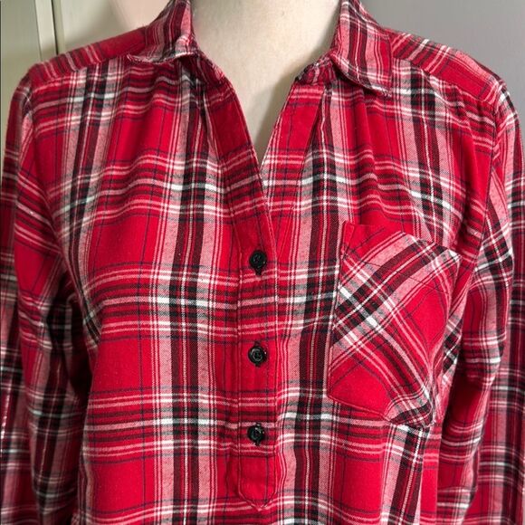 Cato Red, Black, silver sparkle thread and White Plaid collared Tunic - Picture 2 of 8